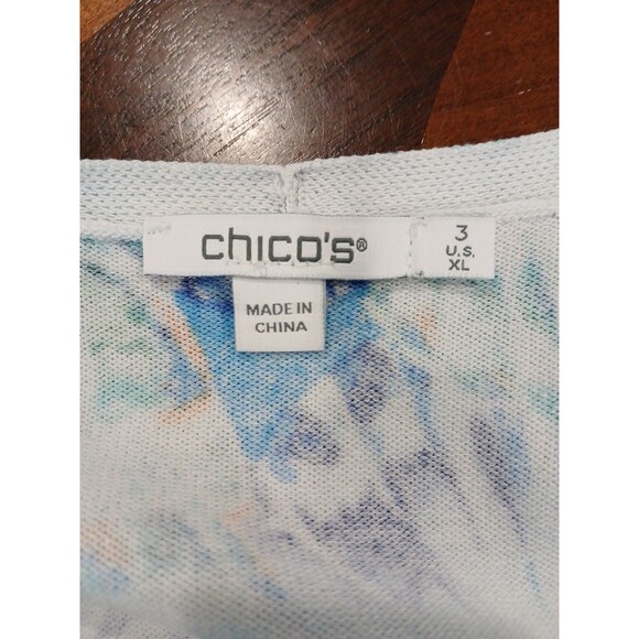 Chicos Size XL(3) Open Front Cardigan Shells Beach Ruffeled  3/4 Sleeve Vacation - Picture 6 of 9